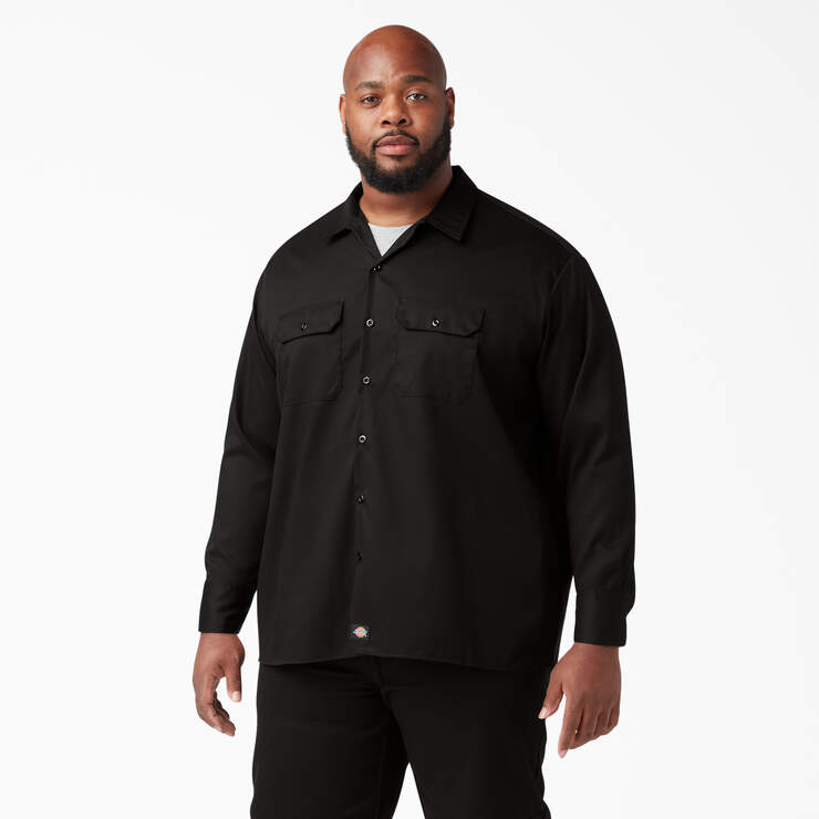 FLEX Relaxed Fit Long Sleeve Work Shirt - Black (BK) image number 4