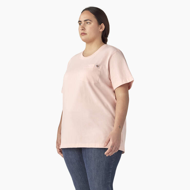 Women's Plus Heavyweight Short Sleeve Pocket T-Shirt - Lotus Pink (LO2) image number 3