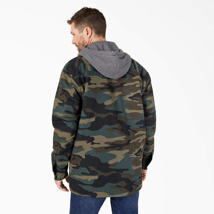 Water Repellent Duck Hooded Shirt Jacket - Hunter Green Camo (HRC) image number 2
