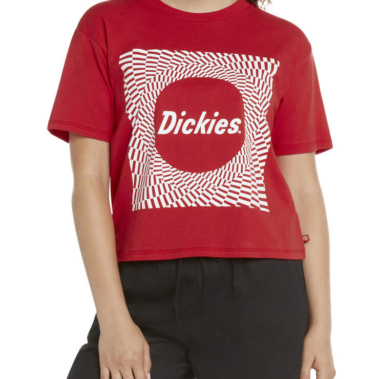 Dickies Girl Juniors' Check Swirl Tomboy T-Shirt - Red (RD) image number 1