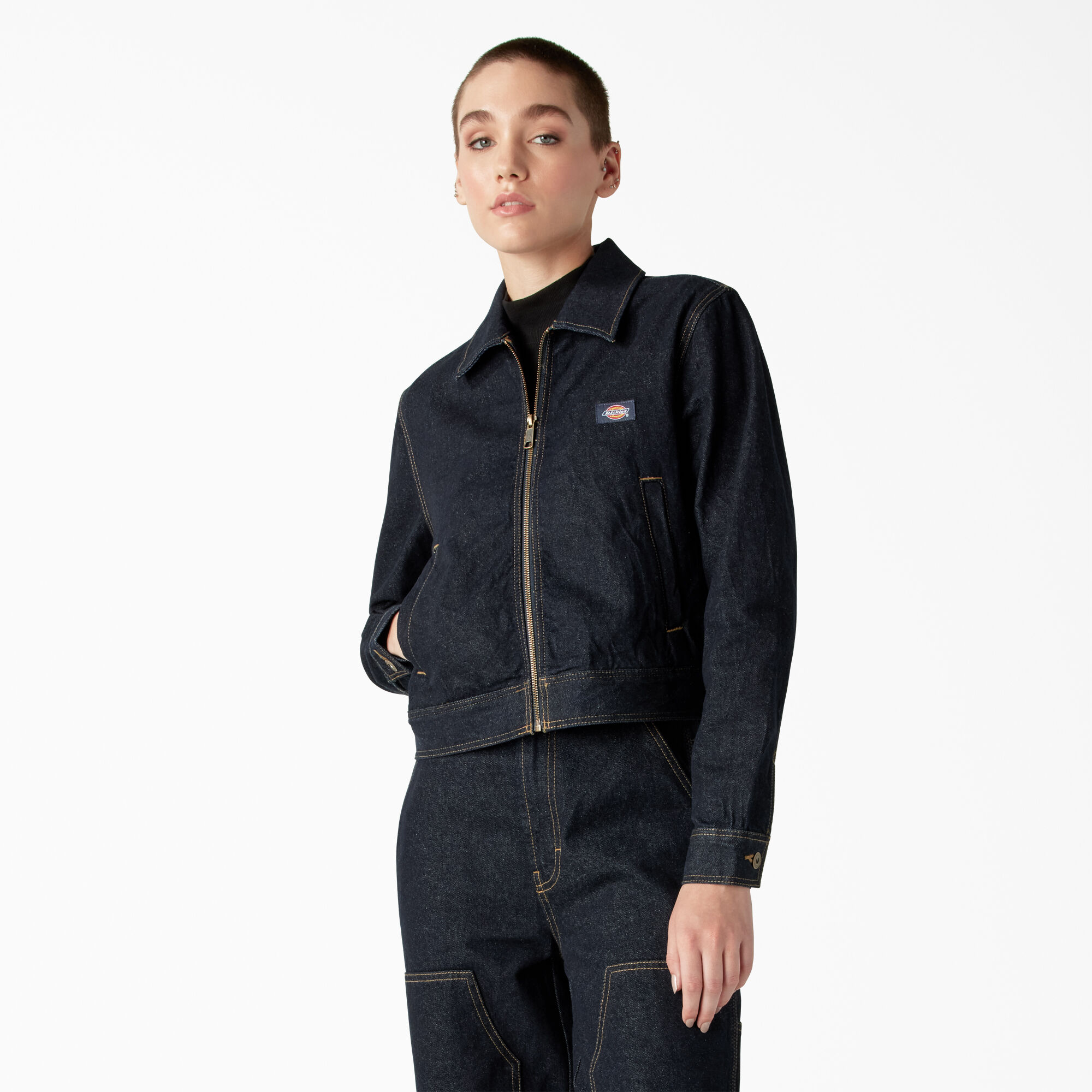 Dickies denim jacket womens store