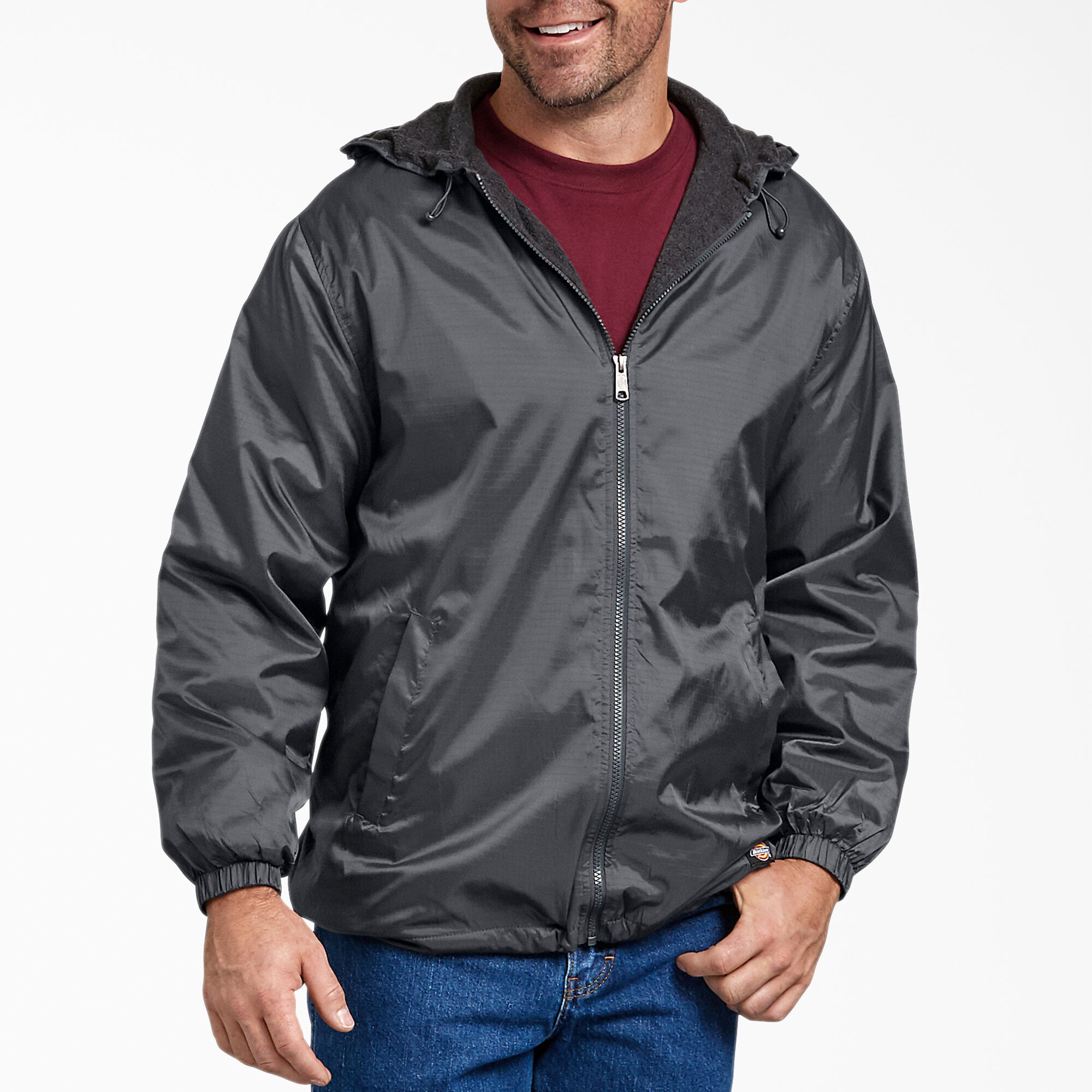 Fleece Lined Jacket , Charcoal Gray 4XL 
