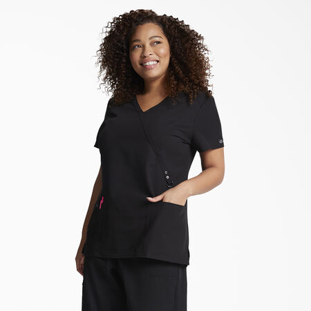 Women&#39;s Xtreme Stretch Mock Wrap Scrub Top - Black &#40;BLK&#41;