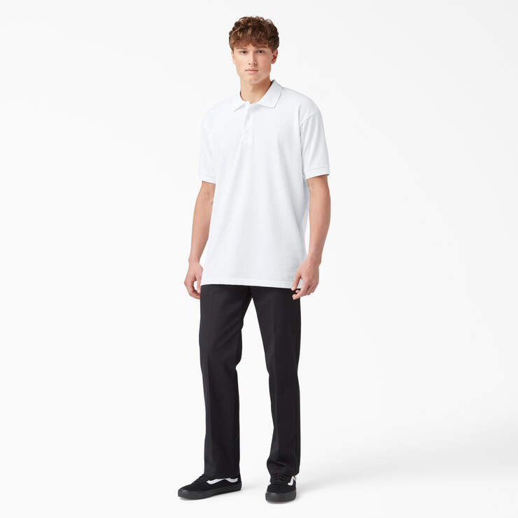 Adult Size Piqué Short Sleeve Polo - White (WH) image number 4