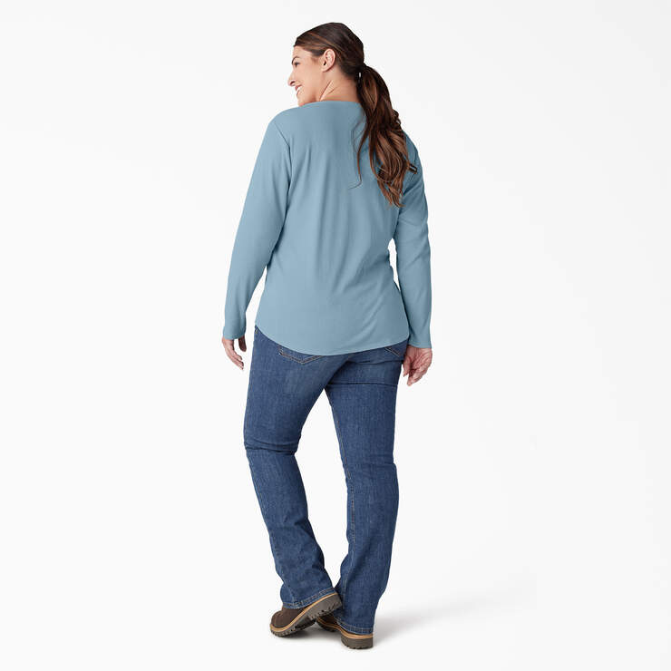 Women's Plus Henley Long Sleeve Shirt - Clear Blue (EU) image number 6