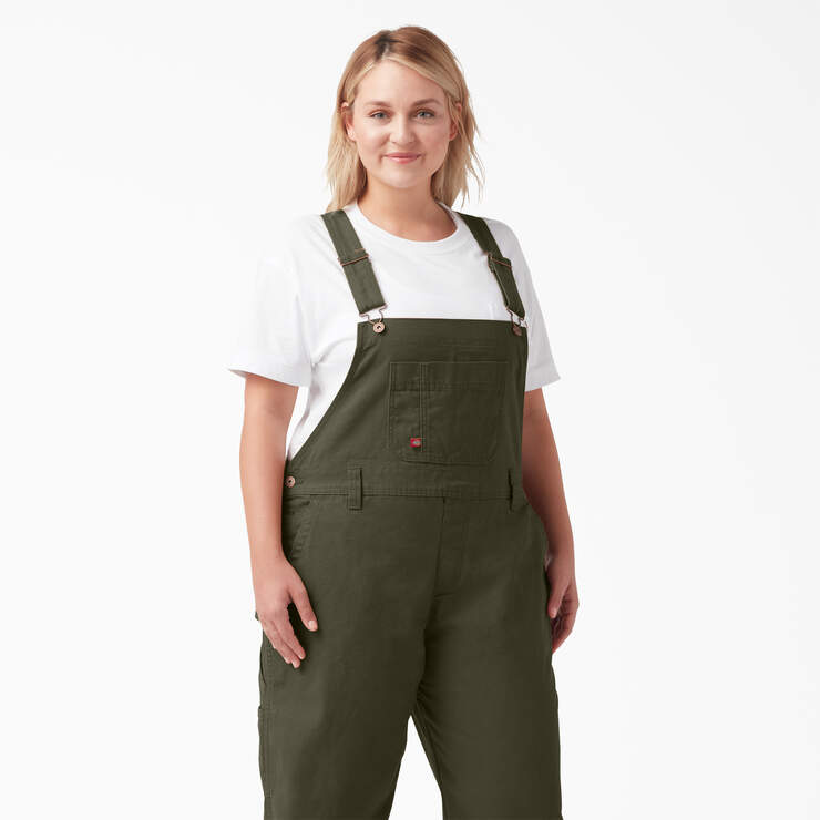 Women's Plus Relaxed Fit Bib Overalls - Rinsed Moss Green (RMS) image number 4
