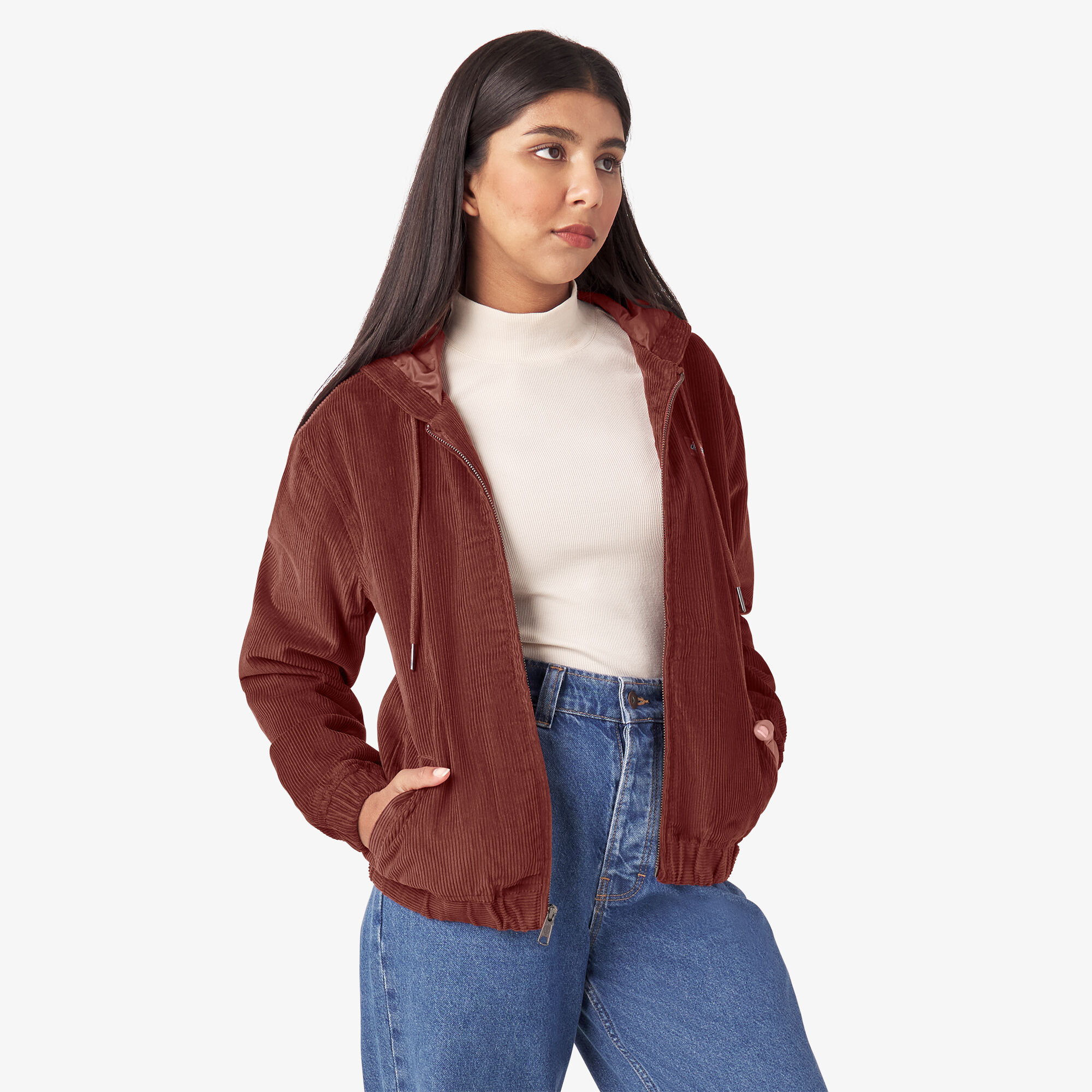 Corduroy zip up jacket women's cheap