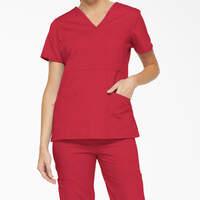 Women's EDS Signature Mock Wrap Scrub Top - Red (RD)