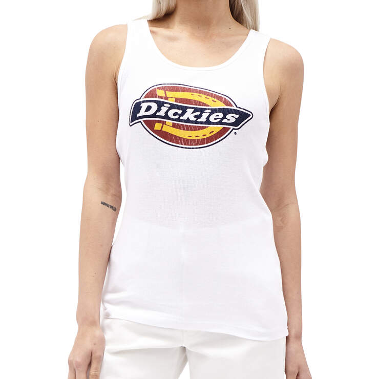 Dickies Girl Juniors' Icon Logo Solid Tank Top - White (WHT) image number 1