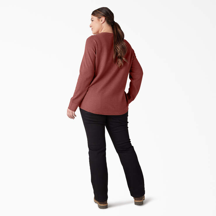 Women's Plus Long Sleeve Thermal Shirt - Fired Brick Single Dye (FBD) image number 6