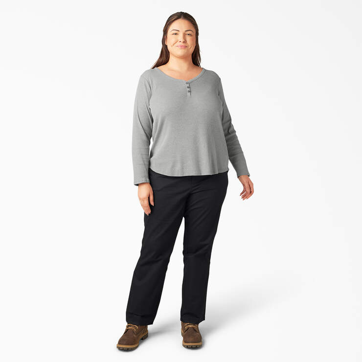 Women's Plus Henley Long Sleeve Shirt - Graphite Gray (GAD) image number 3