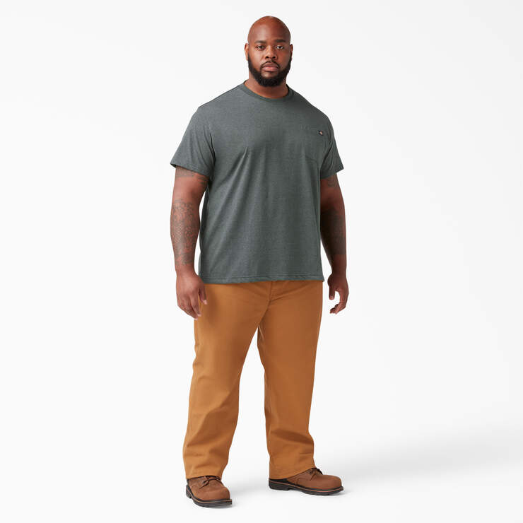 Heavyweight Heathered Short Sleeve Pocket T-Shirt - Hunter Green (GHH) image number 8