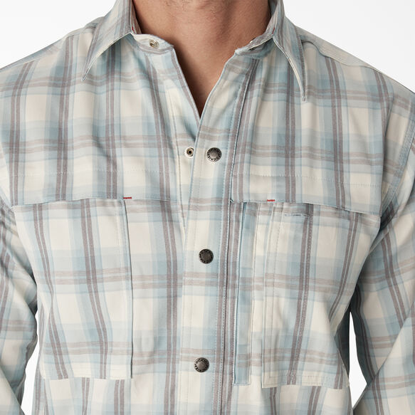 Cooling Long Sleeve Work Shirt - Clear Blue/Smoke Plaid &#40;B1H&#41;
