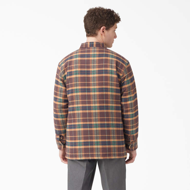 Flannel Quilted Lined Shirt Jacket - Brown Gingerbread Ivy Plaid (RPG) image number 2