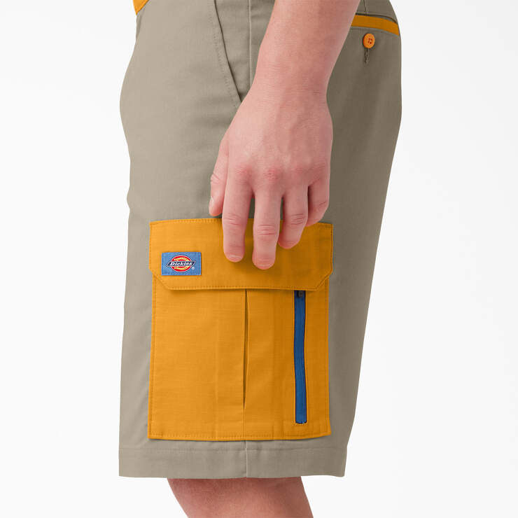 Mixed Media Relaxed Fit Cargo Shorts, 11" - Desert Sand/Radiant Yellow (CBO) image number 5