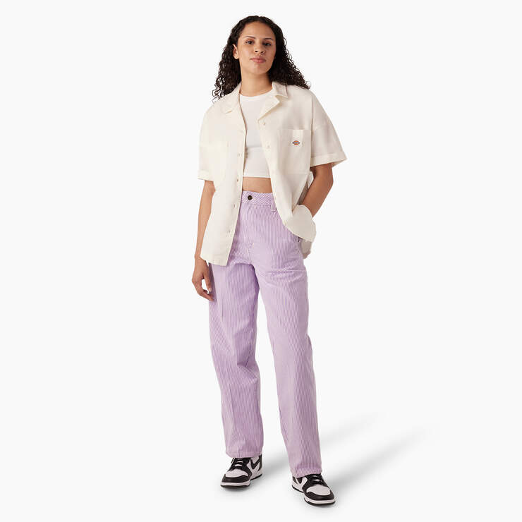 Women's Regular Fit Hickory Stripe Pants - Purple Rose (UR2) image number 4