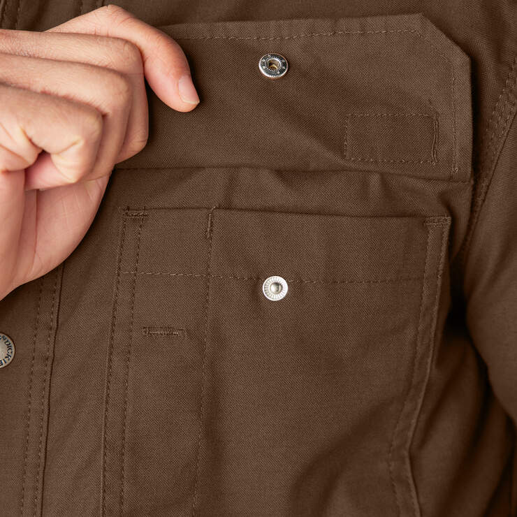 Water Repellent Fleece-Lined Duck Shirt Jacket - Timber Brown (TB) image number 7