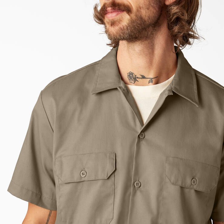 FLEX Slim Fit Short Sleeve Work Shirt - Desert Sand (DS) image number 7