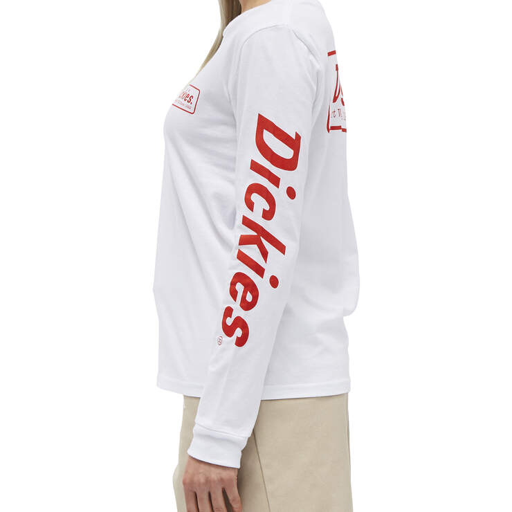 Dickies Girl Juniors' Logo Long Sleeve T-Shirt - Logo Red White (GD) image number 3