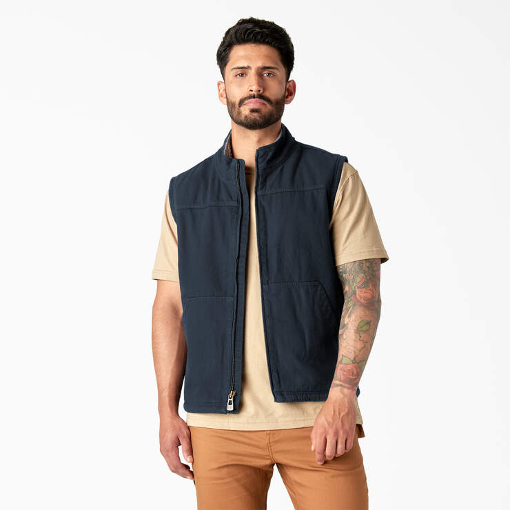 Duck Canvas High Pile Fleece Lined Vest - Rinsed Dark Navy (RDN) image number 1