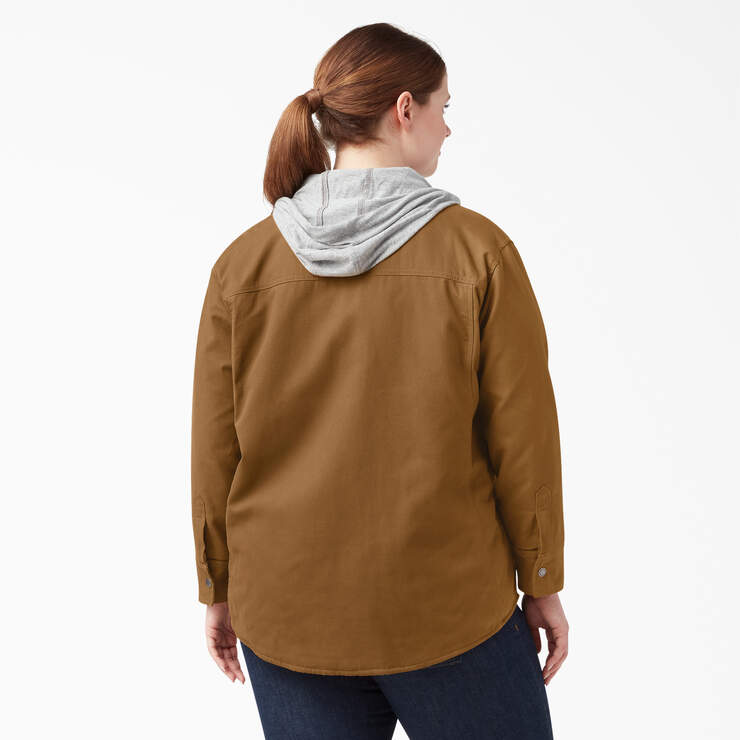 Women’s Plus Duck Hooded Shirt Jacket - Brown Duck (BD) image number 2
