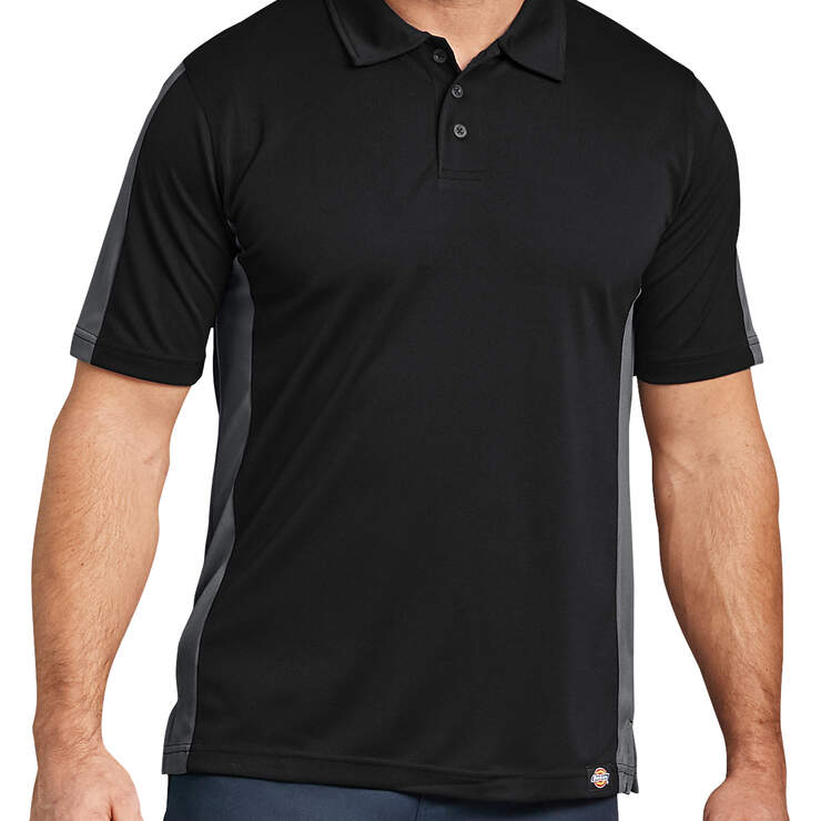 Industrial Color Block Performance Polo Shirt - Black/Charcoal Graye (BKCH) image number 1