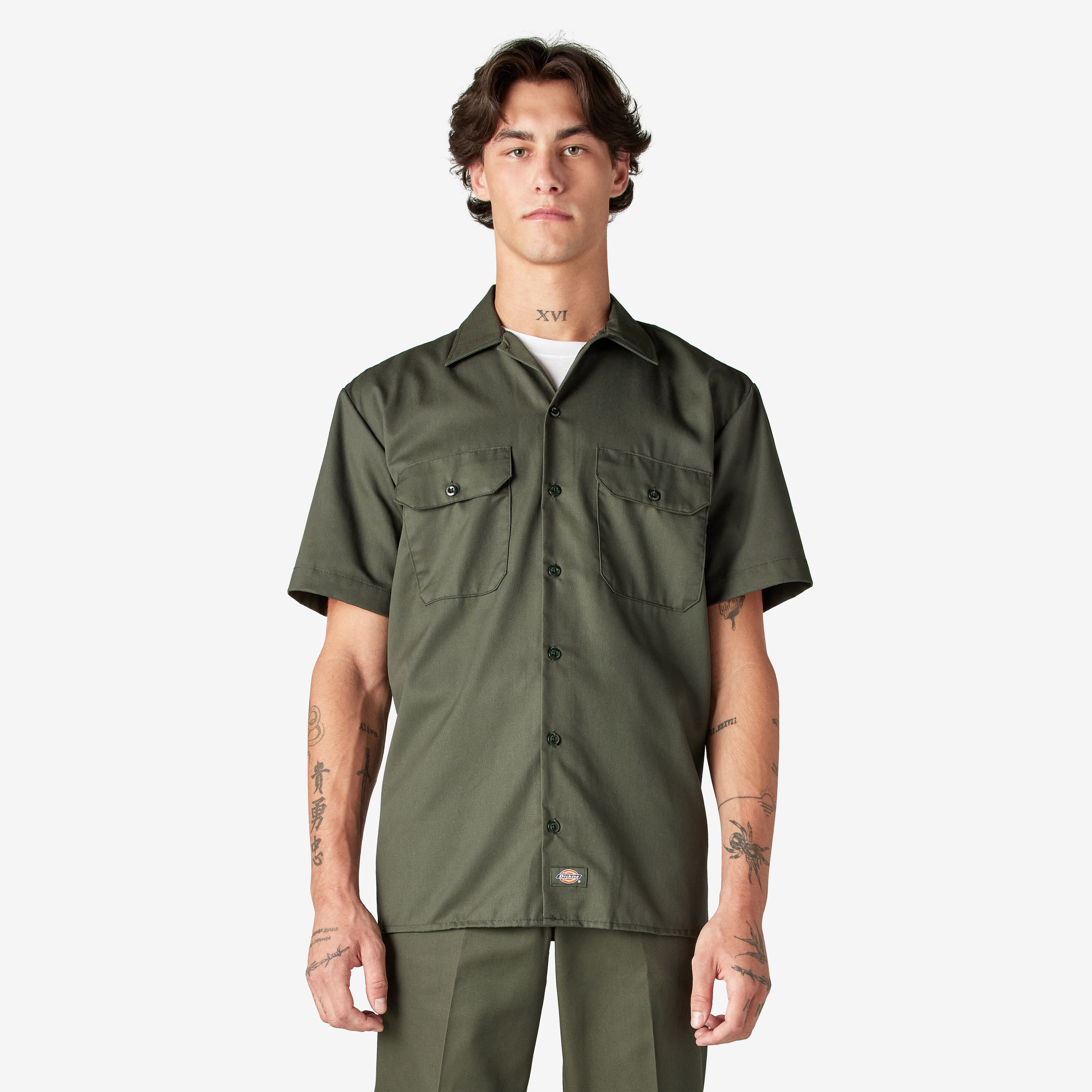 Dickies olive green work shirt 2025