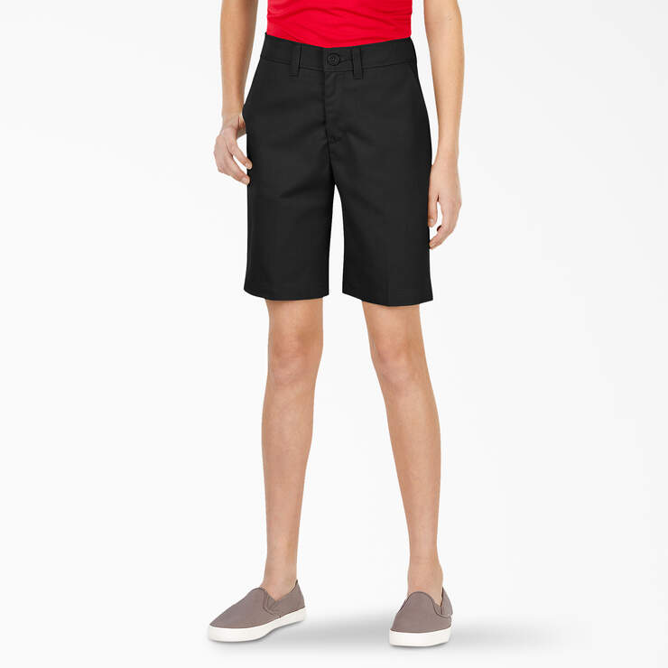Girls' Slim Fit Shorts, 4-20 - Black (BK) image number 1