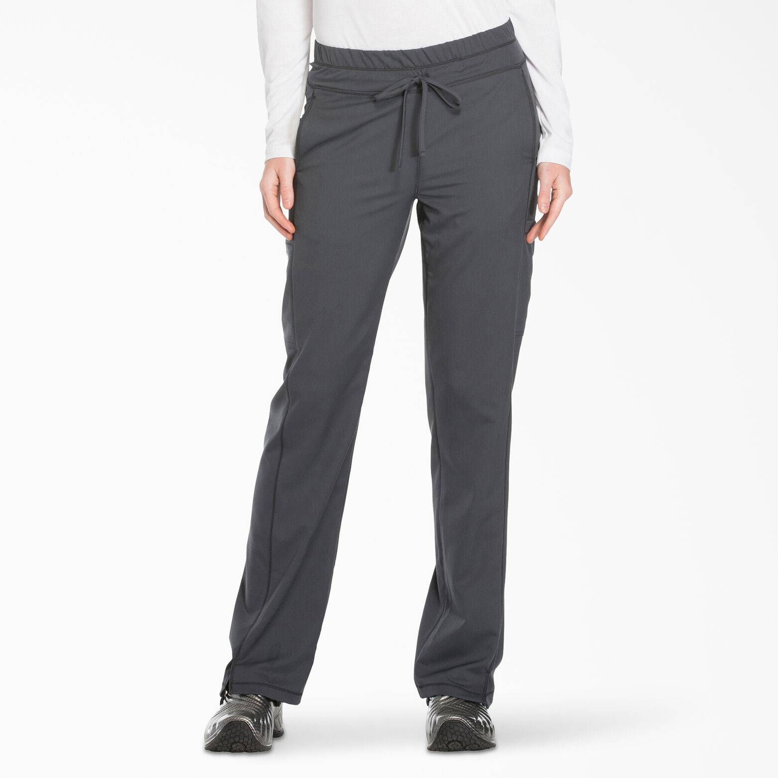 Mid Rise Straight Leg Drawstring Scrub Pants Pewter Gray | Women's ...