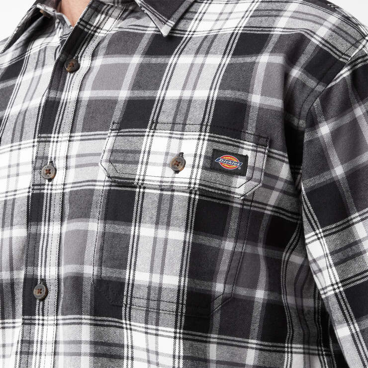 FLEX Long Sleeve Flannel Shirt - Charcoal/Black Plaid (A2F) image number 5