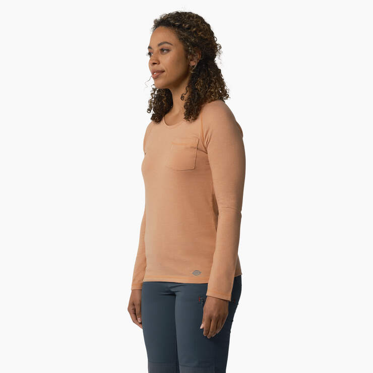 Women's Cooling Long Sleeve Pocket T-Shirt - Cork Single Dye Heather (C2K) image number 3