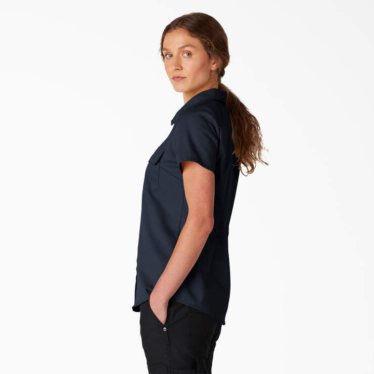 Women’s FLEX Short Sleeve Work Shirt - Dark Navy (DN) image number 3