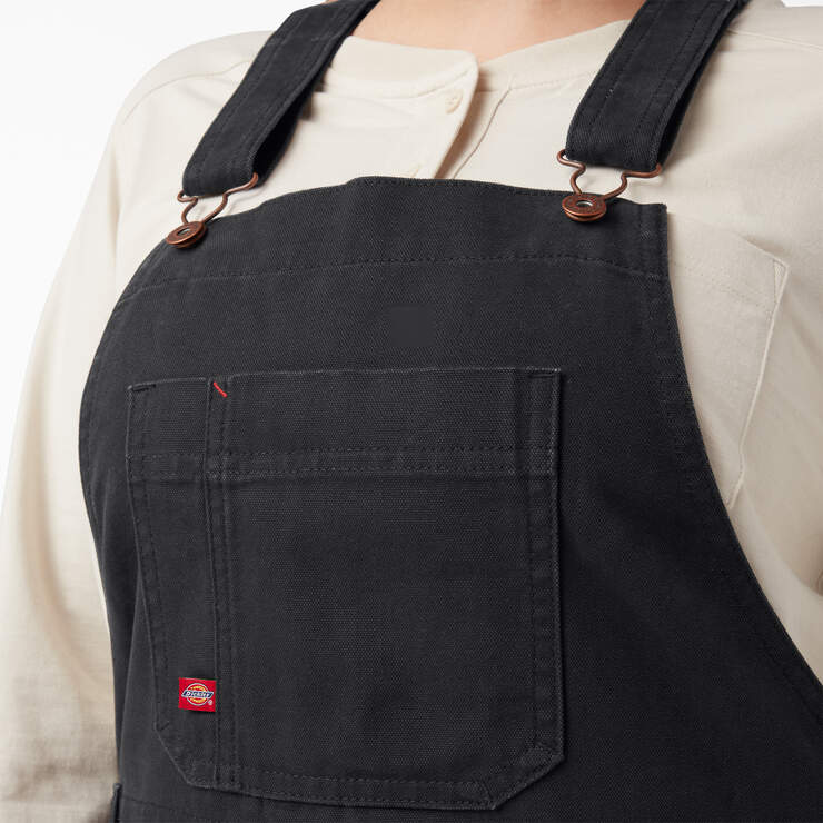 Women's Plus Relaxed Fit Bib Overalls - Rinsed Black (RBK) image number 7