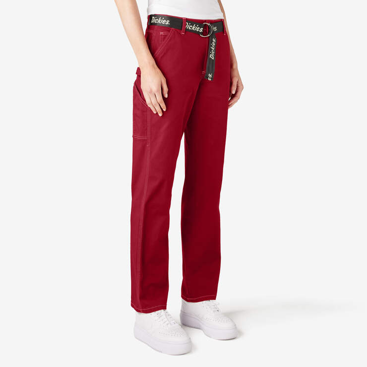 Women's Relaxed Fit Carpenter Pants - English Red (ER) image number 4