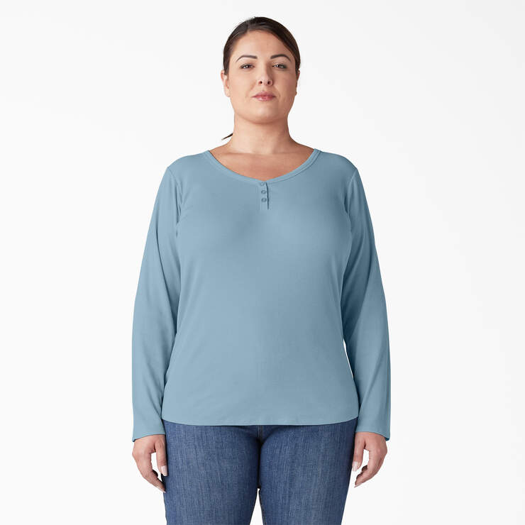 Women's Plus Henley Long Sleeve Shirt - Clear Blue (EU) image number 1