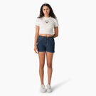 Women&#39;s High Waisted Denim Carpenter Shorts, 3&quot; - Stonewashed Indigo Blue &#40;SNB&#41;