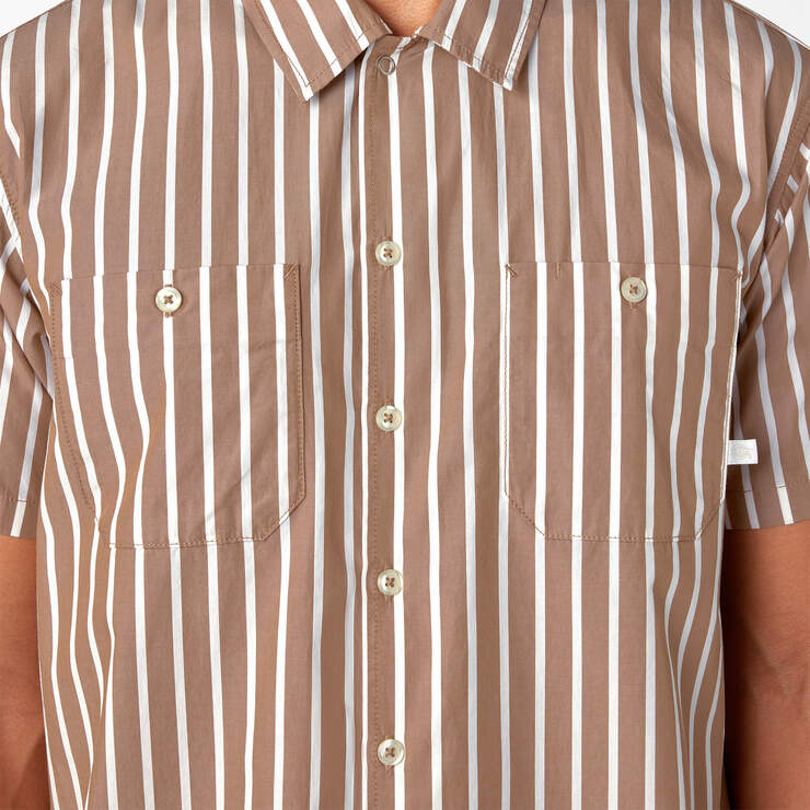 Dickies Premium Collection Poplin Service Shirt - Tan/White Stripe (TSW) image number 6