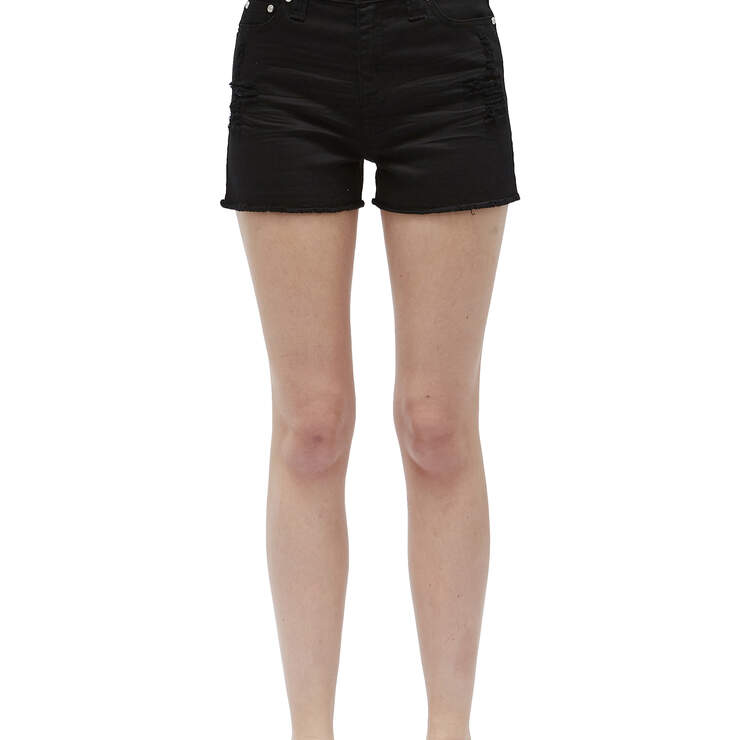 Dickies Girl Juniors' 5-Pocket 2.5" Cuffed Hem High Rise Shorts - Black (BLK) image number 1