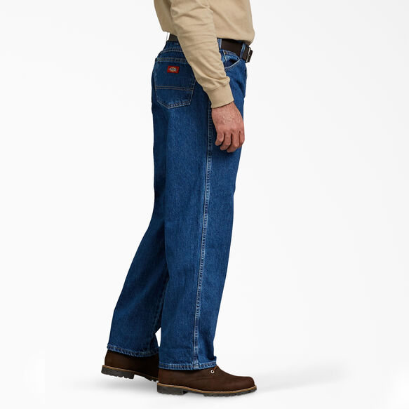 Relaxed Fit Straight Leg Heavyweight Denim Jeans - Stonewashed Indigo Blue &#40;SNB&#41;