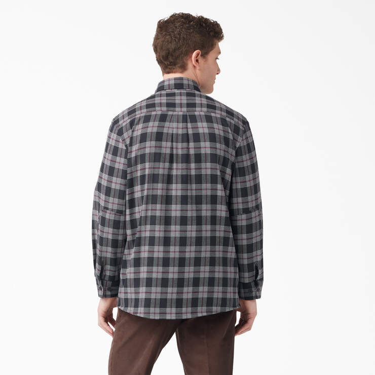 Long Sleeve Flannel Shirt - Wine/Black Plaid (BPE) image number 2