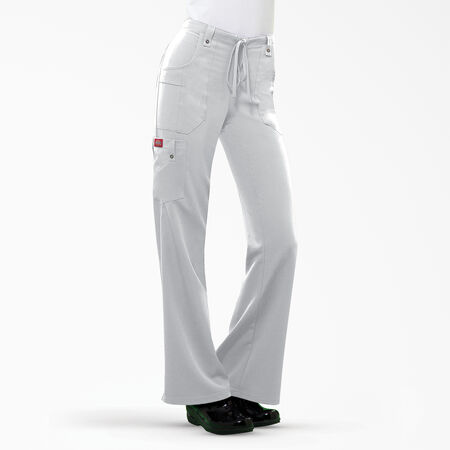 Women&#39;s Xtreme Stretch Flare Leg Cargo Scrub Pants - White &#40;DWH&#41;