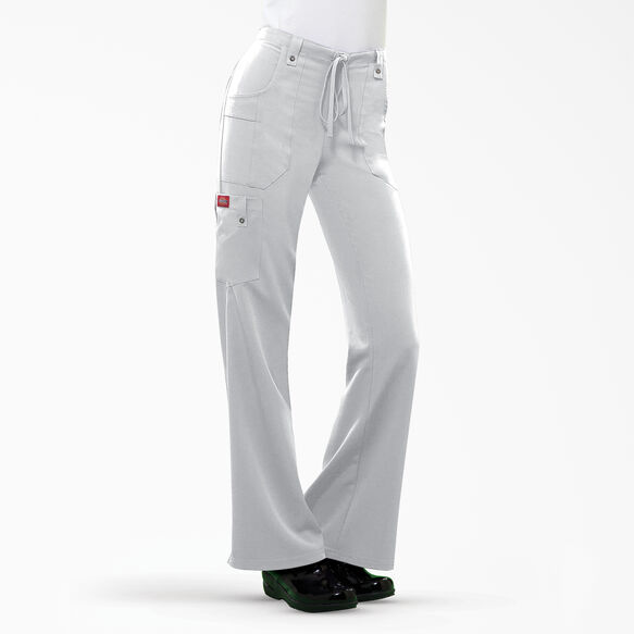 Women&#39;s Xtreme Stretch Flare Leg Cargo Scrub Pants - White &#40;DWH&#41;