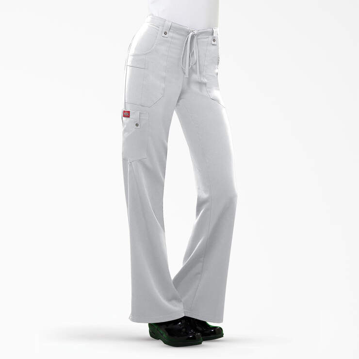 Women's Xtreme Stretch Flare Leg Cargo Scrub Pants - White (DWH) image number 1