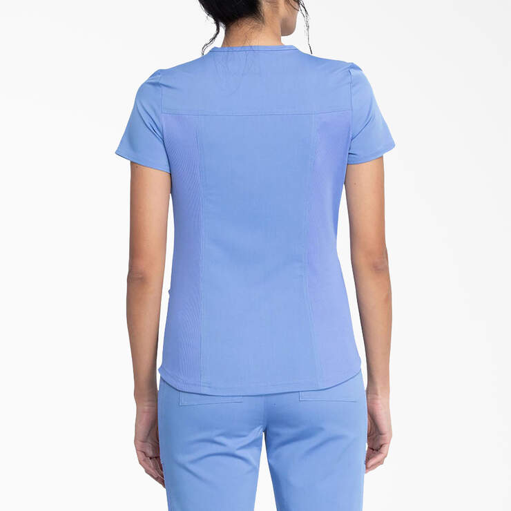 Women's Balance V-Neck Scrub Top with Zip Pocket - Ceil Blue (CBL) image number 2