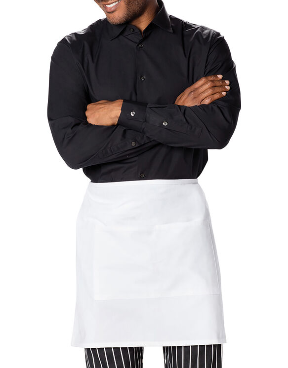 Unisex Waist Tie Half Bistro Apron with 2 Pockets, Pack of 6 - WHITE (WHT)