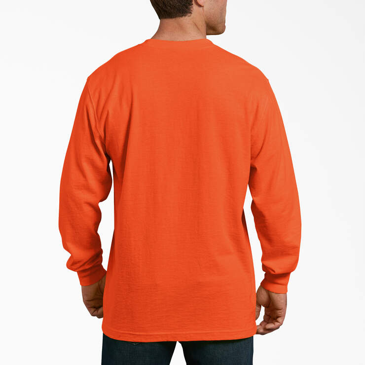 Heavyweight Neon Long Sleeve Pocket T-Shirt - Bright Orange (BOD) image number 2