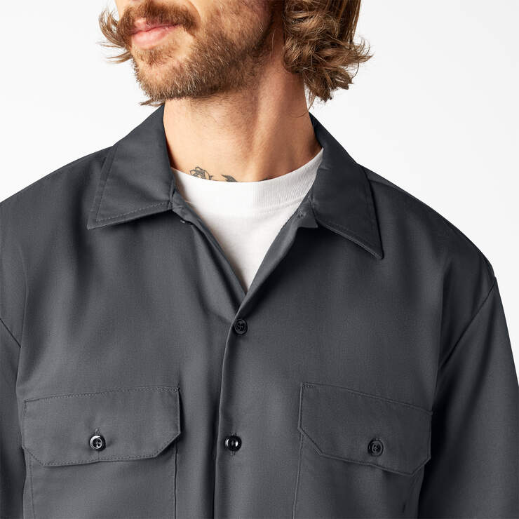 FLEX Relaxed Fit Short Sleeve Work Shirt - Charcoal Gray (CH) image number 11
