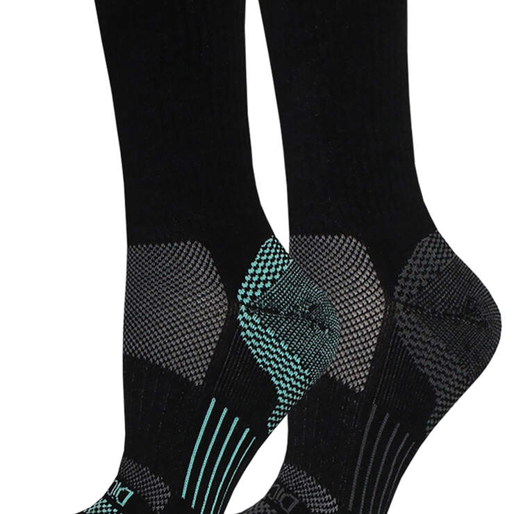 Women's SORBTEK® Moisture Control Crew Socks, 2-Pack, Size 6-9 - Black/Aqua (BKAQ) image number 1