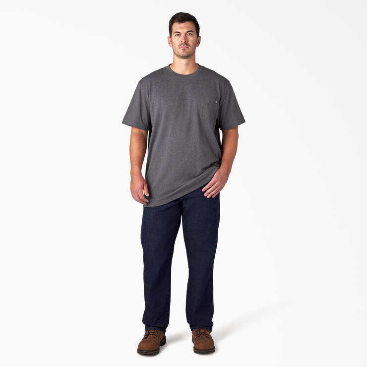 Heavyweight Heathered Short Sleeve Pocket T-Shirt - Charcoal Gray Heather (CGH) image number 9