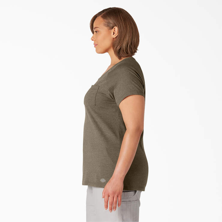 Women's Plus Cooling Short Sleeve Pocket T-Shirt - Military Green Heather (MLD) image number 3